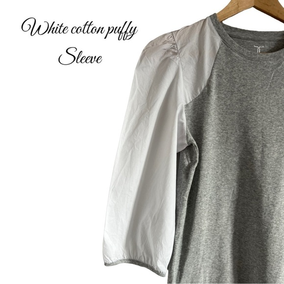 RARE Tristan Women’s Crisp White Cotton Puffy Sleeves with Light Grey T-Shirt… - Picture 2 of 3